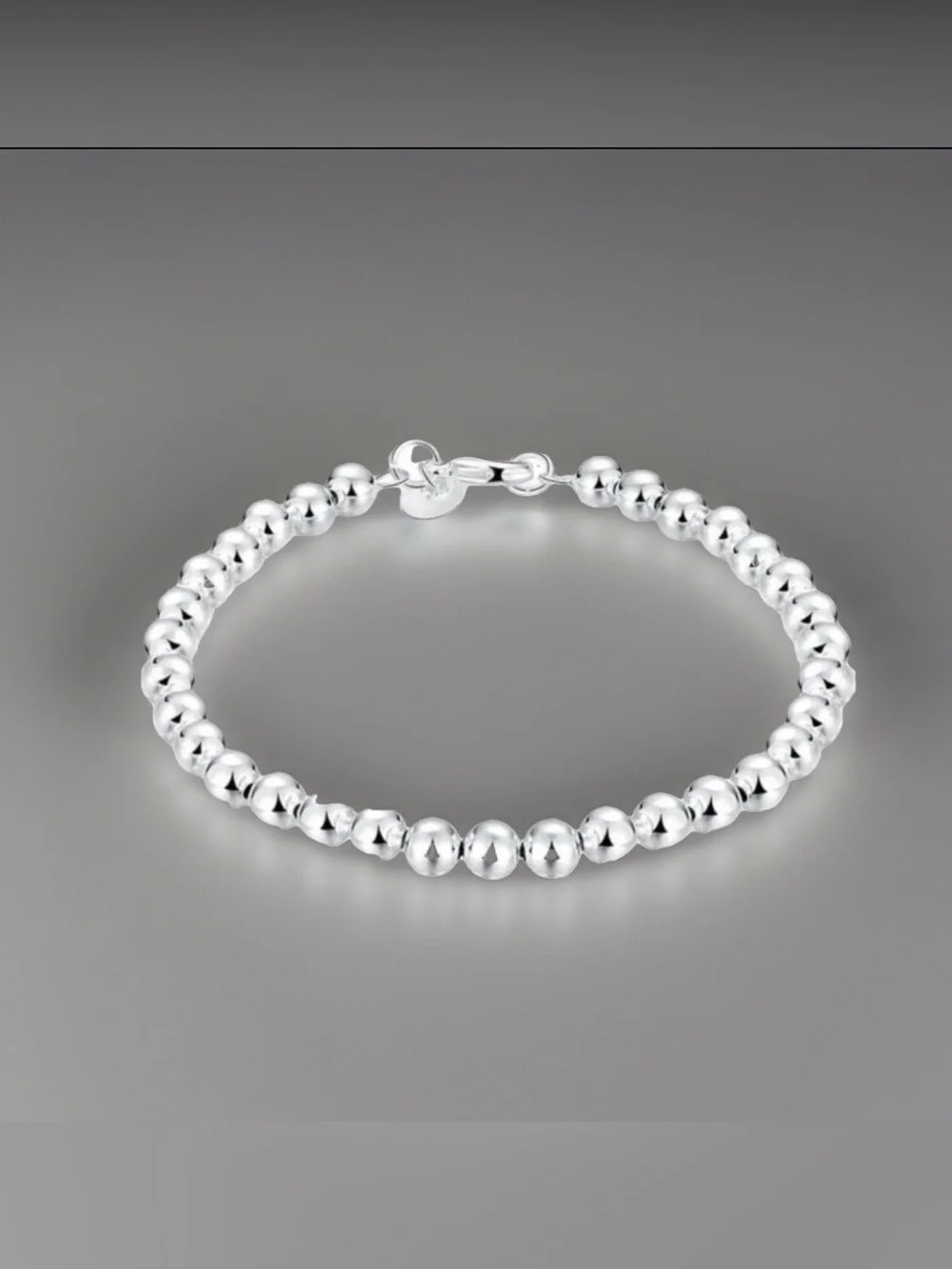 Sterling Silver 925~6MM Beaded Highly Polished~ 8inch Bracelet 🍃🆕🍃